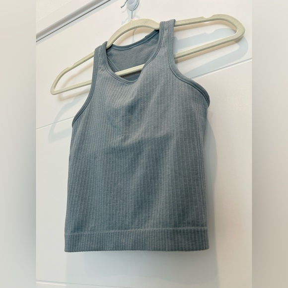 Lululemon Ebb to Street Ribbed Cropped Racerback Tank Top Pale Blue Size XS - Picture 6 of 11